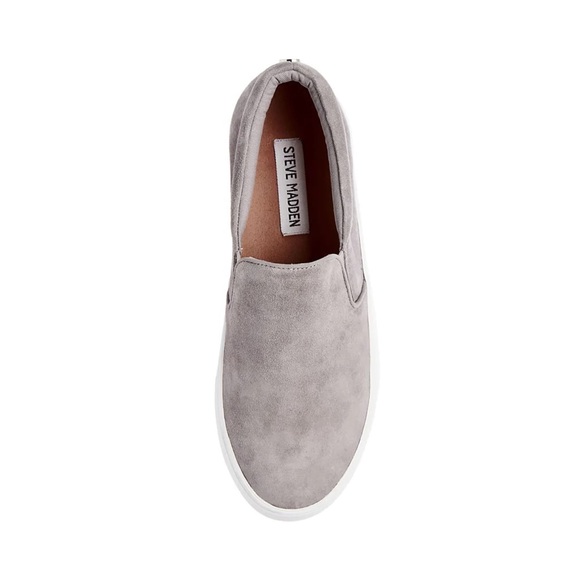 Steve Madden Gills Grey Suede Slip on Sneakers - Picture 4 of 11